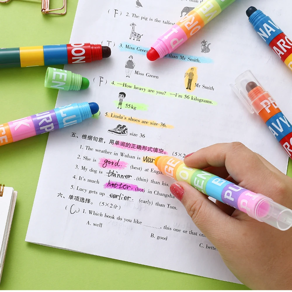 Color Highlighter Detachable Splicing Creative Cute Pens Retro Graffiti Marking Pen for Kids Students School Stationery Supplies highlighter marker,highlighter pen,marker pen,art marker