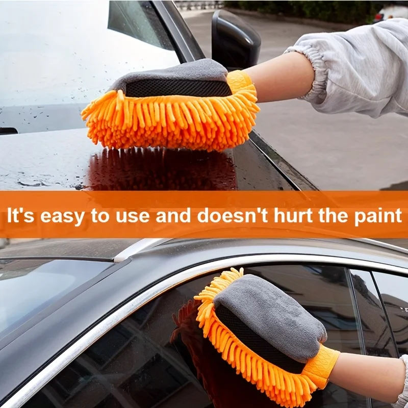 Car Wash Mitts,Chenille Coral Fleece Car Cleaning Tools,Plush Bear Paw,Non-Damage Paint,Car Cleaning Gloves