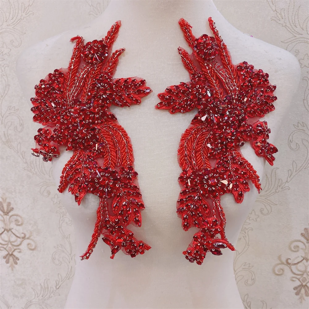 High Quality Clothing Beaded Accessories Rhinestones Applique Patches