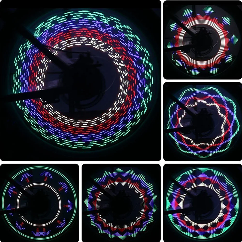 32Patterns Bike Bicycle Wheel Traffic Light Double Display Flash Rgb Led Lights Bicycle Spoke Lamp Night Riding Cycling Lighting