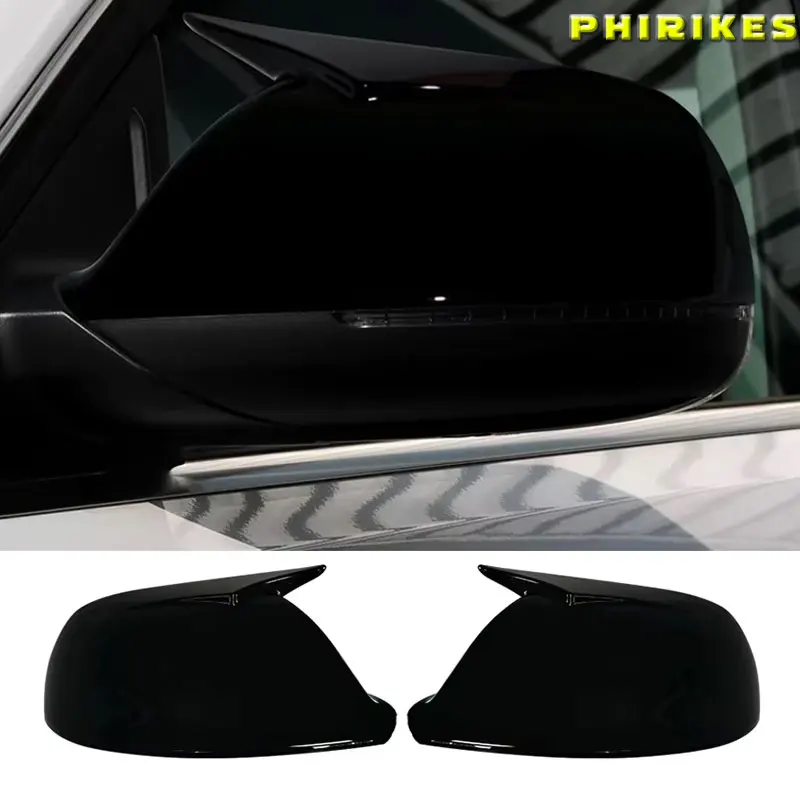 Glossy Black Side Mirror Cover Caps - Door Wing Rearview Replacement Shell Case