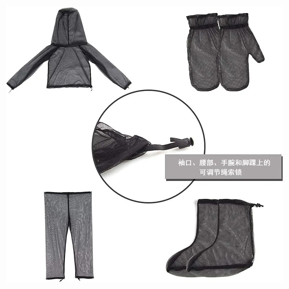 Summer camping anti-mosquito suit fishing suit canopy supplies mesh four-piece insect jacket suit mountain forest work
