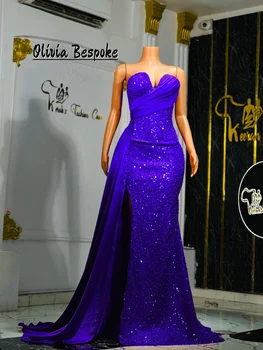 Gorgeous Purple Sweetheart Beaded Aso Ebi Luxury Evening Dresses 2025 Mermaid African Sweetheart Wedding Party Dress Customized 1