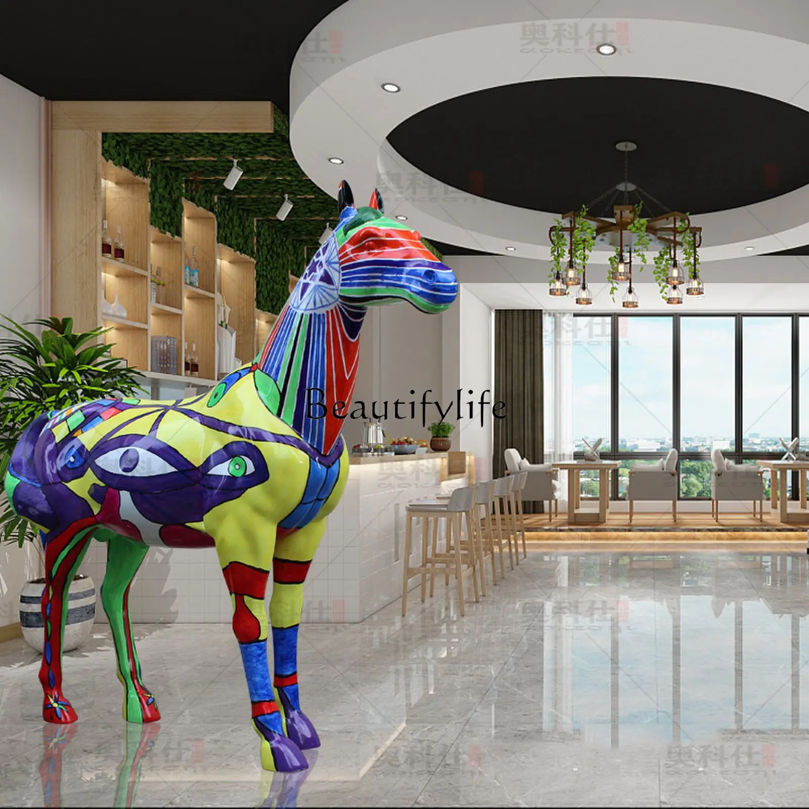 

Lucky Fiberglass Resin Horse Sculpture Floor Ornaments