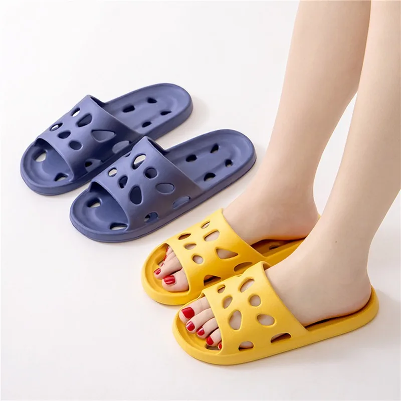 Hollow Out Bathroom Shower Slippers Women Men Slides Anti-Slip