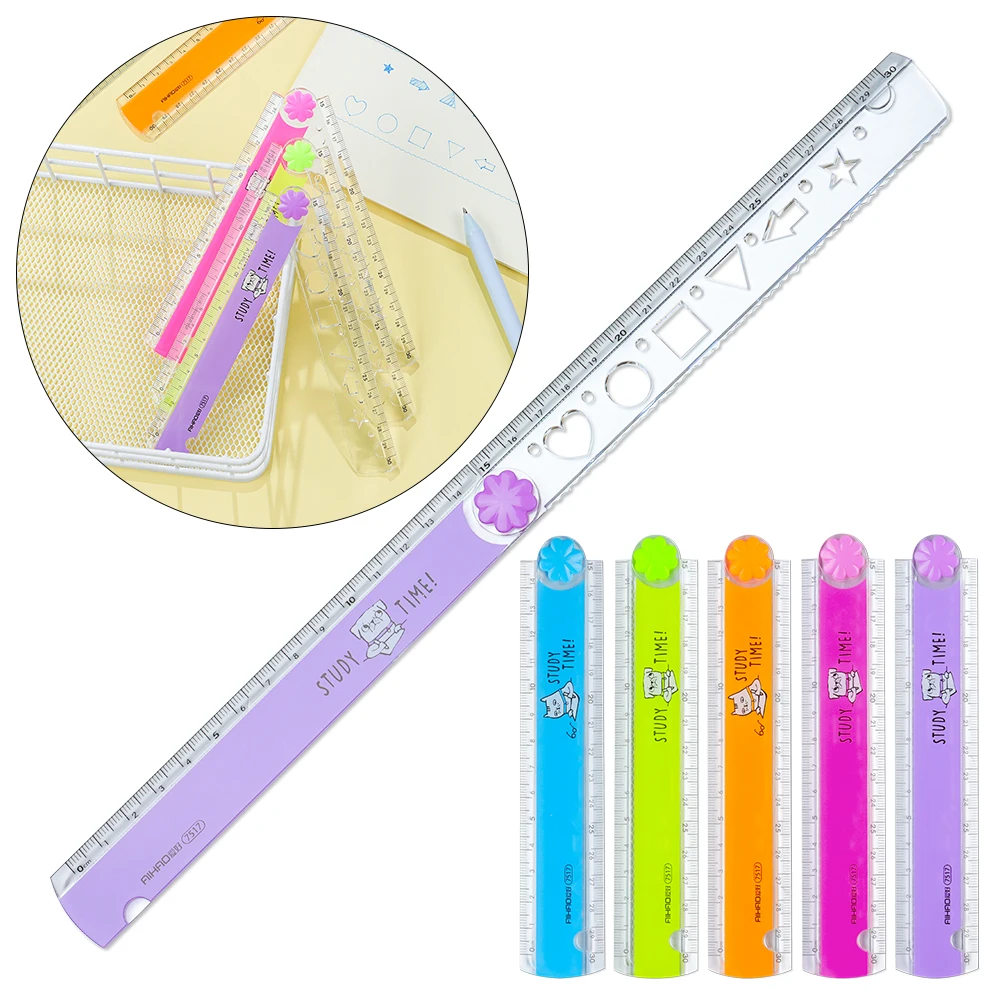 

Multi-Function Scale Ruler Transparent Acrylic Folding Ruler Creative Stationery DIY Sewing Drawing Tools School Office Supplies