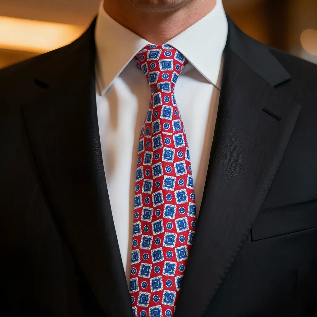 Klassische Krawatten aus 100 % Seide für Herren, 9 cm breit, handgefertigte geometrische Krawatte mit Tiermuster, Krawatte als Geschenk zum Vatertag, Geburtstagsgeschenk – Detail 7