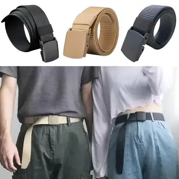 Simple Canvas Men's Belt Fashion Thickened Woven Outdoor Sports Wear-resistant Tooling Solid Color Belt Female Wholesale