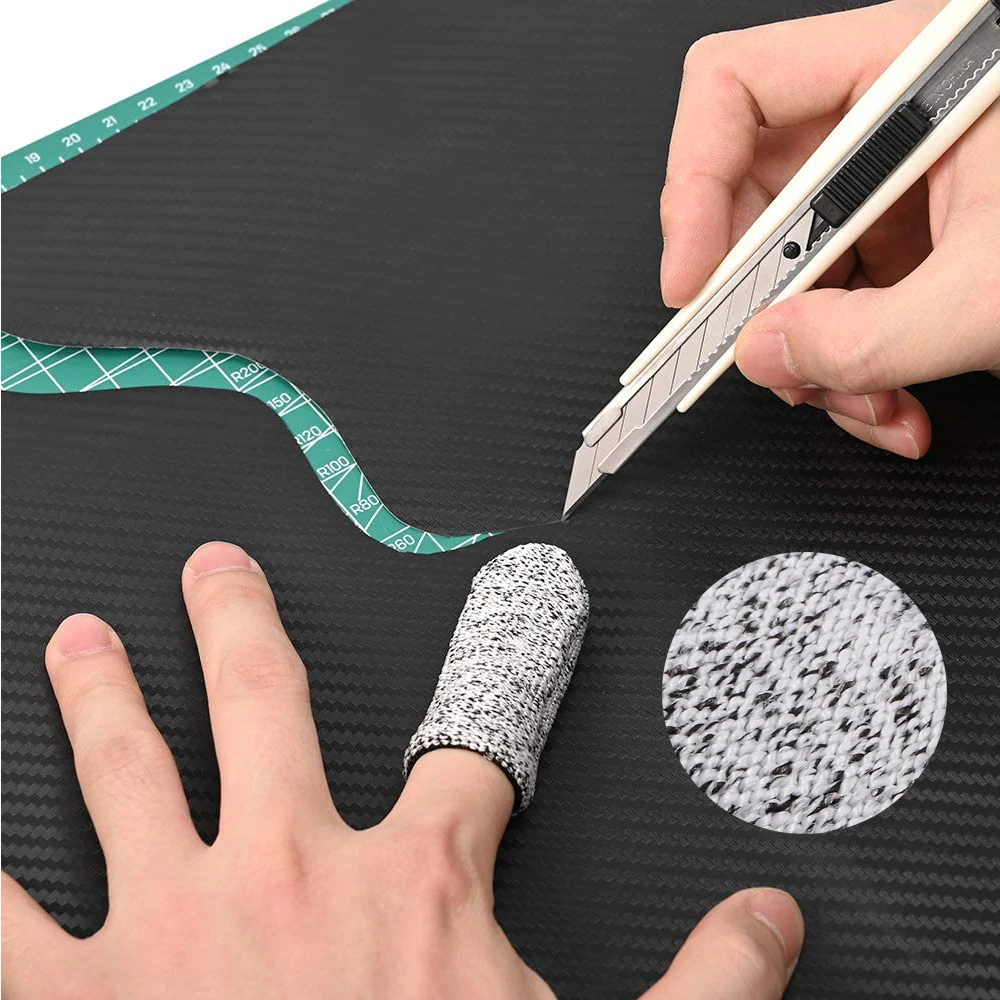 EHDIS Nylon Cut Resistant Gloves Anti-Static Finger Sleeves Cots Carbon Wrap Tint Film Cutting Protector Car Wash Work Gloves