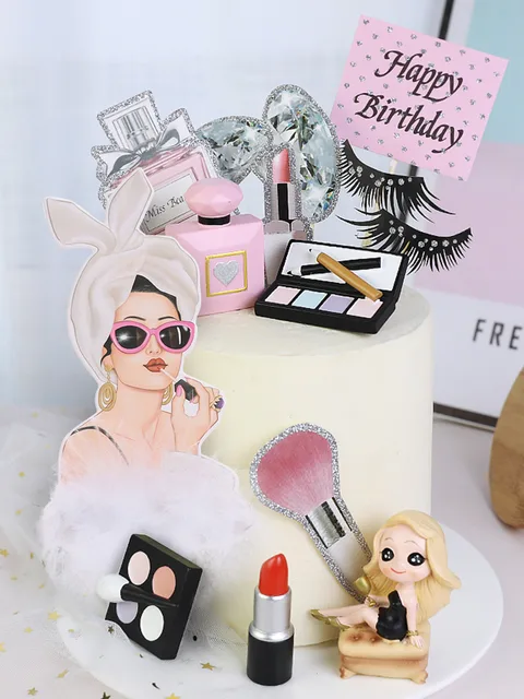 Roaring Good Time Topper Torta Trucco - 29 Pezzi Tema Make Up Glamour Per Feste Bambine - Foto 9