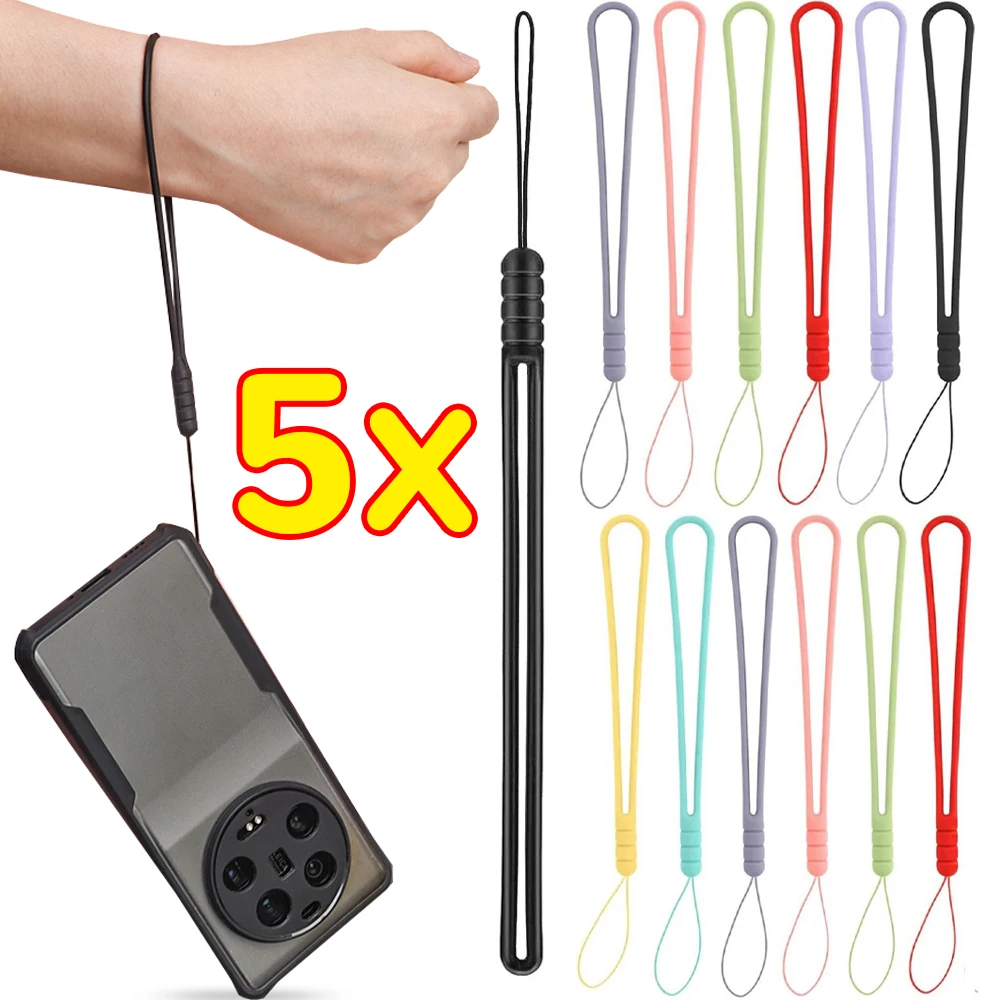 5/3/1PCS 부드러운 실리콘 핸드폰 손목 스트랩 매는 밧줄 체인 범용 휴대 전화 USB 드라이브 키 체인 지갑 Anti-fall Ropes
