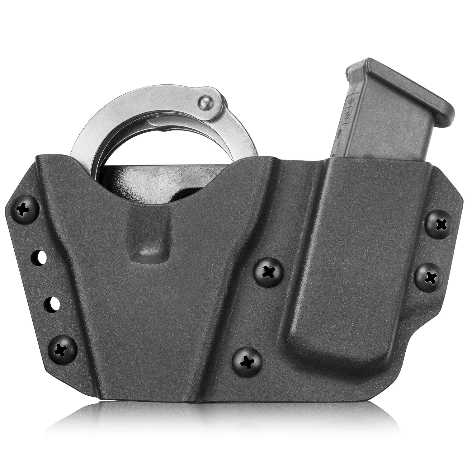 Kydex Handcuff Holster with 9/.40 Double Stack Mag Holder Combo Handcuff Holder for Hinged Handcuff Chain