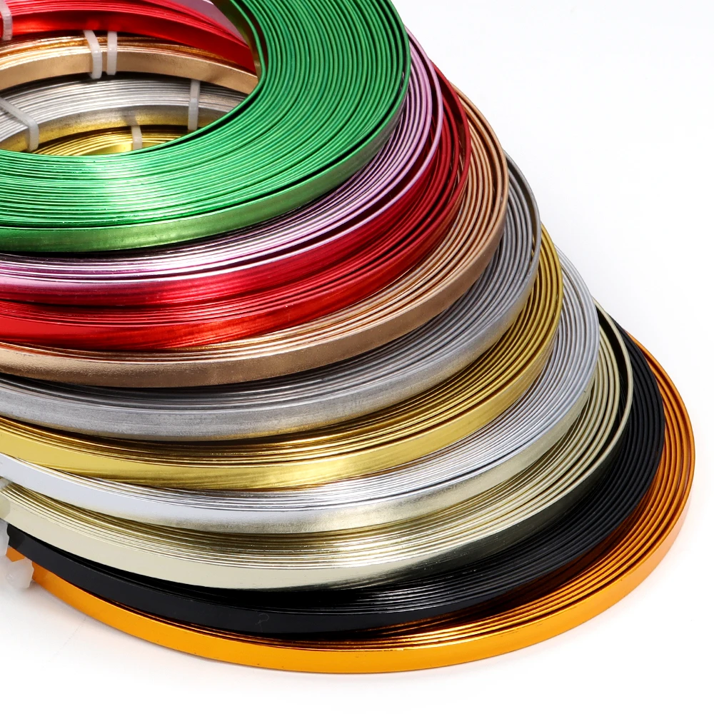 SAUVOO 10Meters/Roll Aluminum Wire Wide Flat Gold Plated Bendable Flexible Craft Metal Wire for Jewelry Making Beading Wire