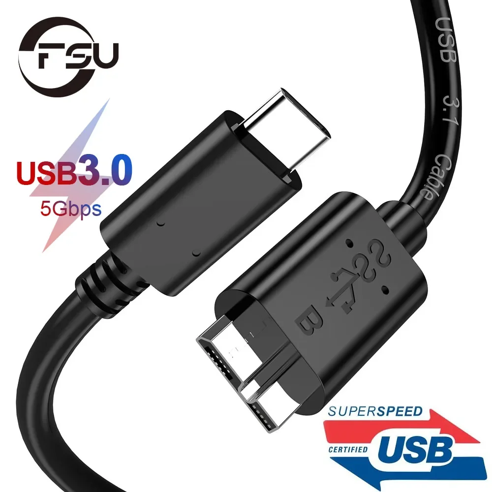 FSU Hard Drive External Cable USB Micro B 3.0 Cable Fast Data Sync Cord For Hard Drive Disk HDD SSD Case USB C or A interface