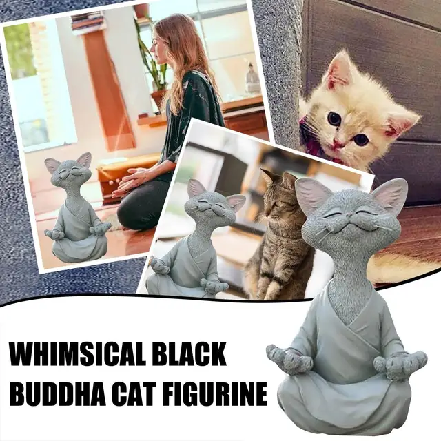Otthoni Macska Dekoráció Dummy Dumy Divatos Gyűjthető Játék Fekete Buddha Meditációs Jóga - Image 5