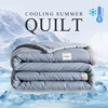 2025 new Japanese polyester cotton quilted summer quilt skin-friendly washable light luxury style solid color lightweight 1