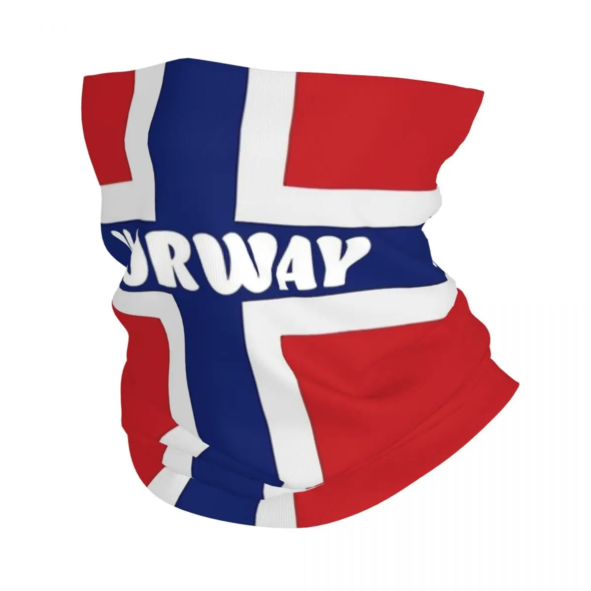 

Norwegian Flag With Name Of Norway Bandana Neck Gaiter Printed Balaclavas Wrap Scarf Warm Cycling Hiking for Men Women Adult