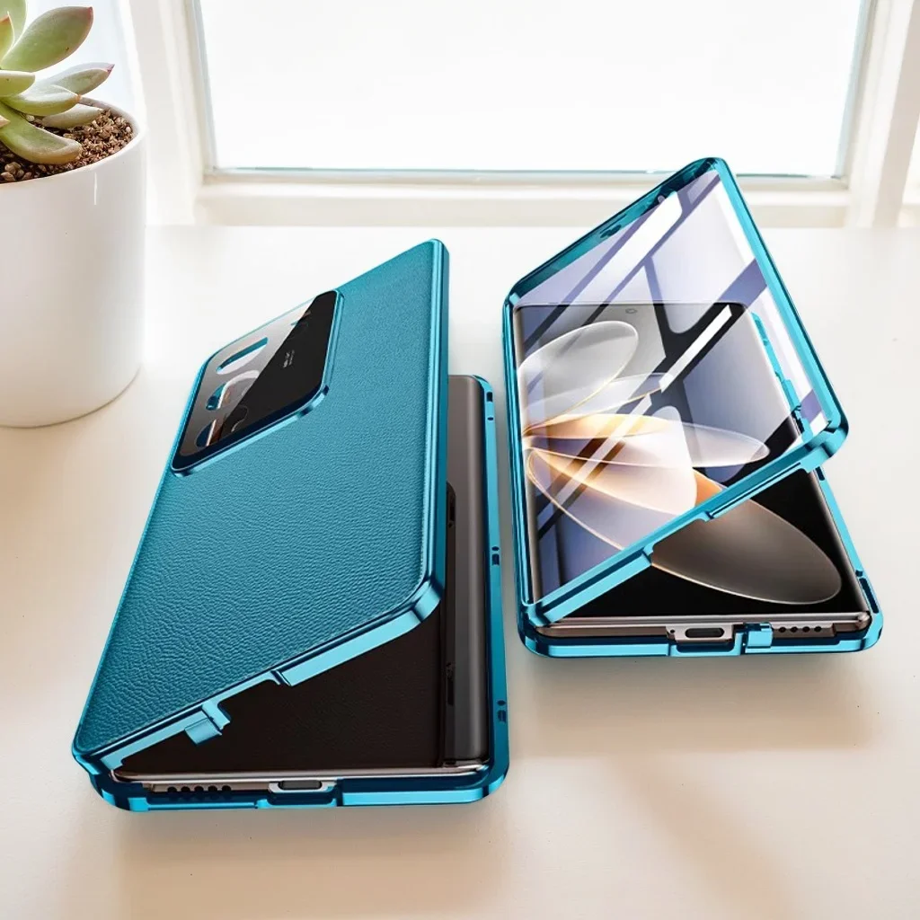 Luxury Leather Glass 360° Shockproof Bumper Phone Case