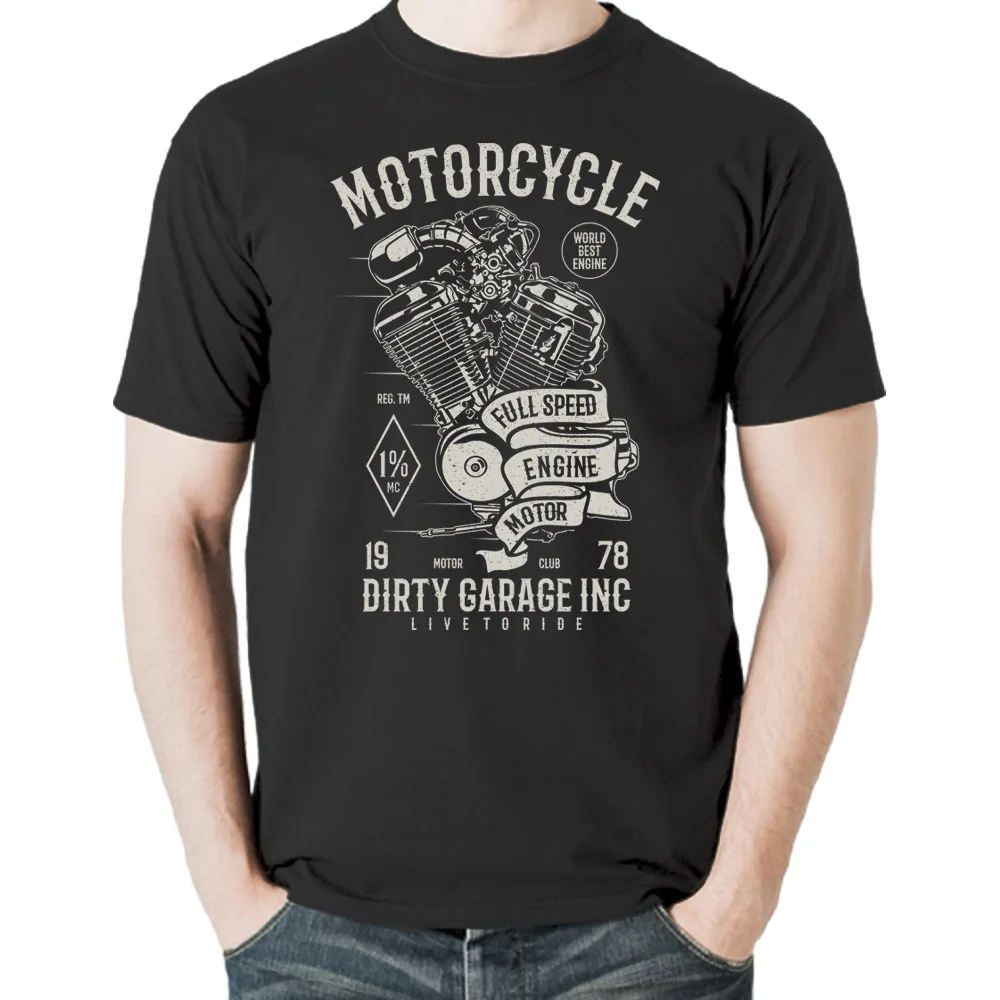 Motocykl Z Pełną Prędkością Silnika Garaż Motocykl Silnik Koszulka W Stylu Retro Tee Męskie Prezent Nowe Długie Rękawy
