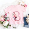 Pink New Flower Letter A B C D Children T-shirt Kawaii T Shirt Anime Cartoons Casual Clothes Kid Girl Boy Short Sleeve Top Tee 3