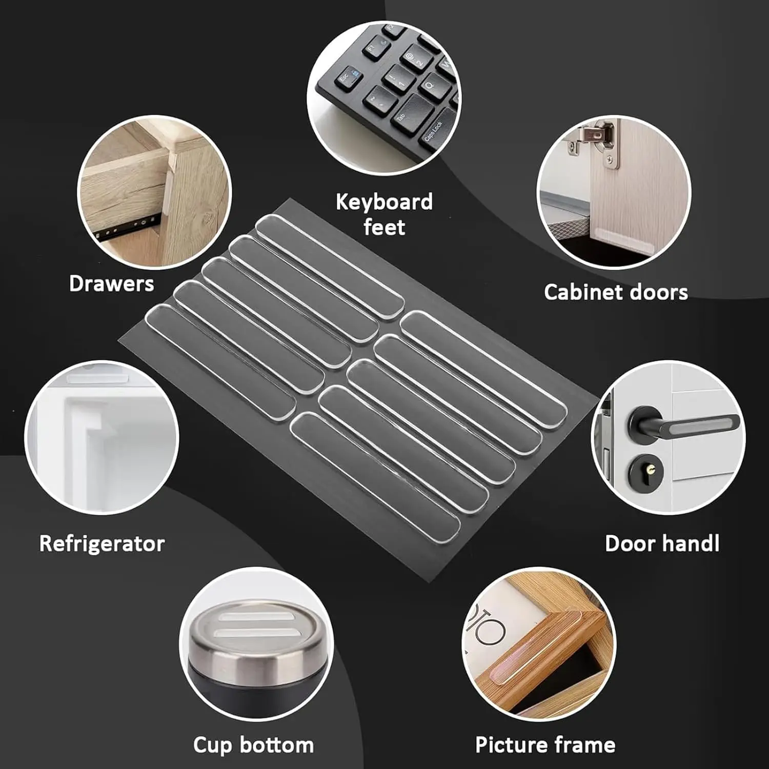 Cabinet Door Bumper Self Adhesive Silicone Bumpers Stripes Glass Table Top Anti Slip Pad Cabinet er Pads for Sound Dampening