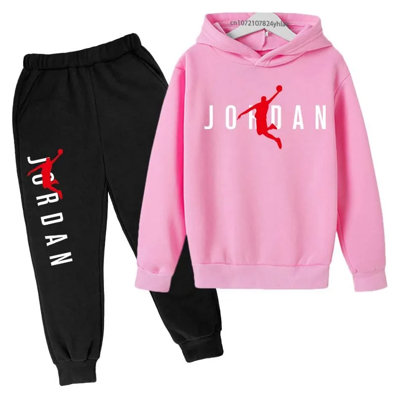 Kids Simple Letter Print 2pcs Hoodie+Pants Tracksuits 3-13 Years Boys Girls Spring Autumn Outfits Streetwears Children Clothes 6