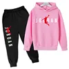 Kids Simple Letter Print 2pcs Hoodie+Pants Tracksuits 3-13 Years Boys Girls Spring Autumn Outfits Streetwears Children Clothes 6