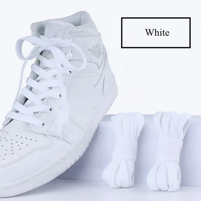 1Pair 36colors Air Force One Flats Shoelaces Classic Shoe Laces Sneaker White  Sports Men Women Children Shoelace Casual Strings white