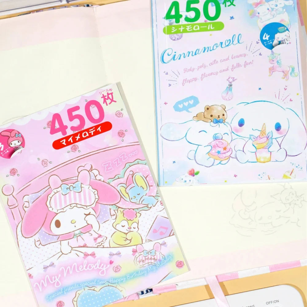 450Pcs Sanrio Sticker Book Cartoon Kawaii Kuromi Hello Kitty Melody Goka Card Stickers Hand Account Decoration For Girls Gift 5