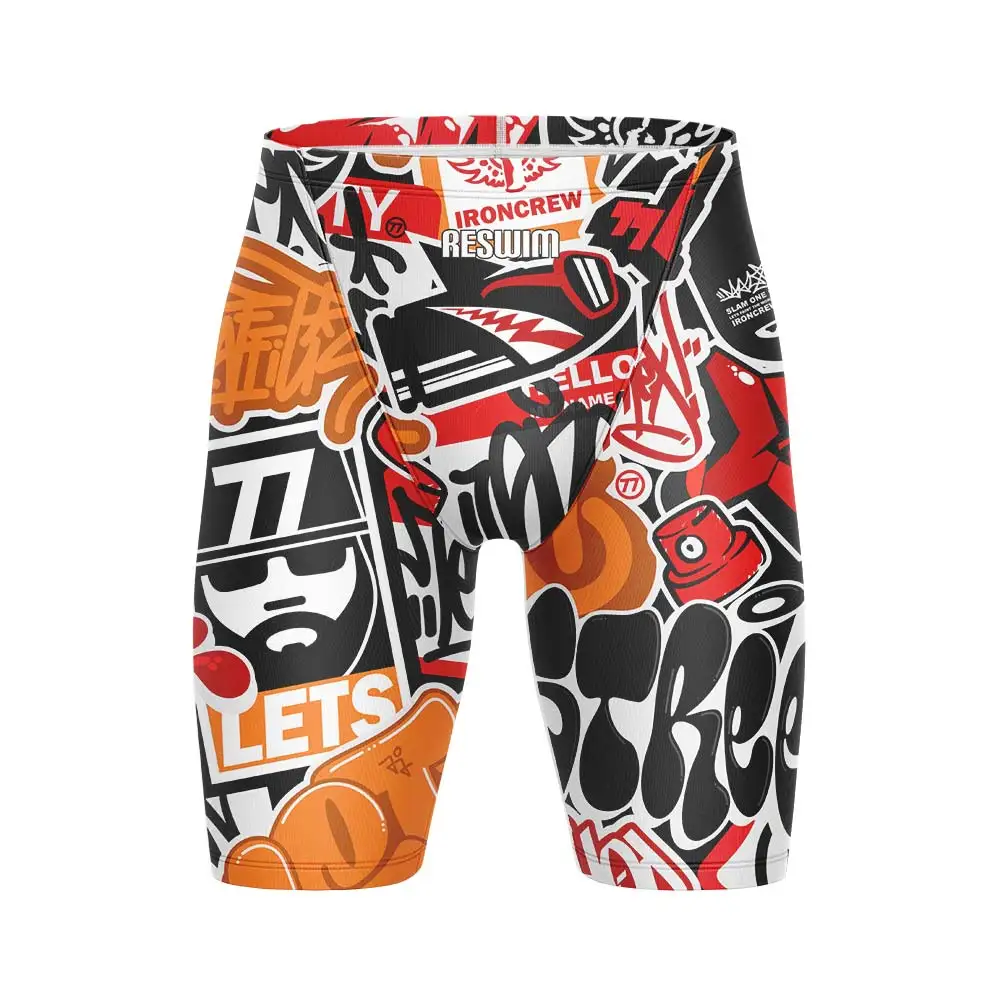 Summer Funny Swim Jammer Swimsuit Shorts Mens Endurance Athletic Training Swimwear Quick Dry Swimming Trunks Beach Tights Shorts