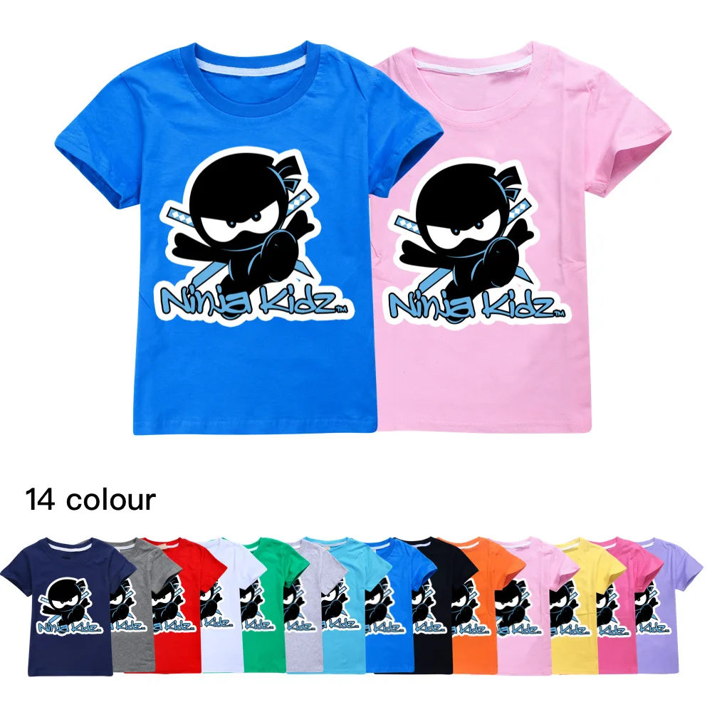 

NINJA KIDZ Kids Clothes Summer Girls Casual Cotton Tops Boys Short-sleeved T-shirt Children Clothing 2-16Y