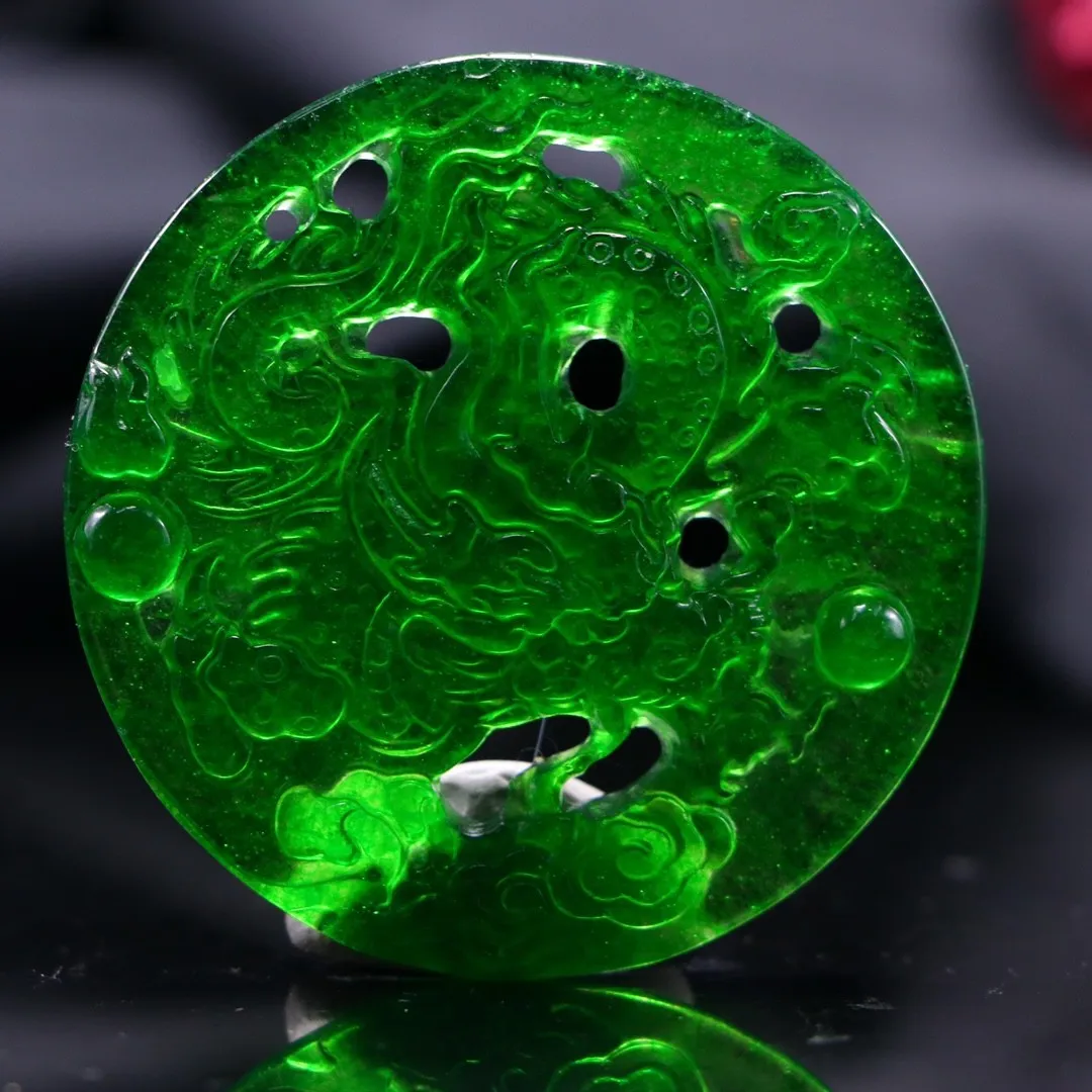 

Genuine Natural Grade Aaa Imperial Green Jadeite Dragon Pendant Necklace Men Women Fine Jewelry Burma Jades Lucky Charms Amulets