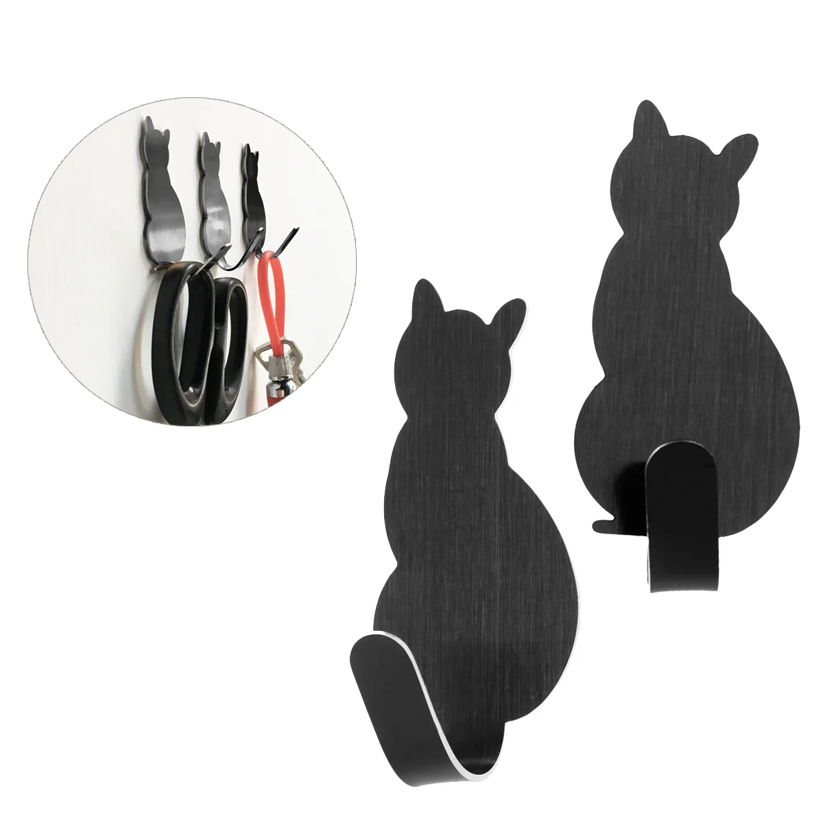 

Creative Sticky Hooks Cat Shaped Nail Free Stainless Steel Hooks Adhesive Towel Coat Wall Mounted Hooks Decoration