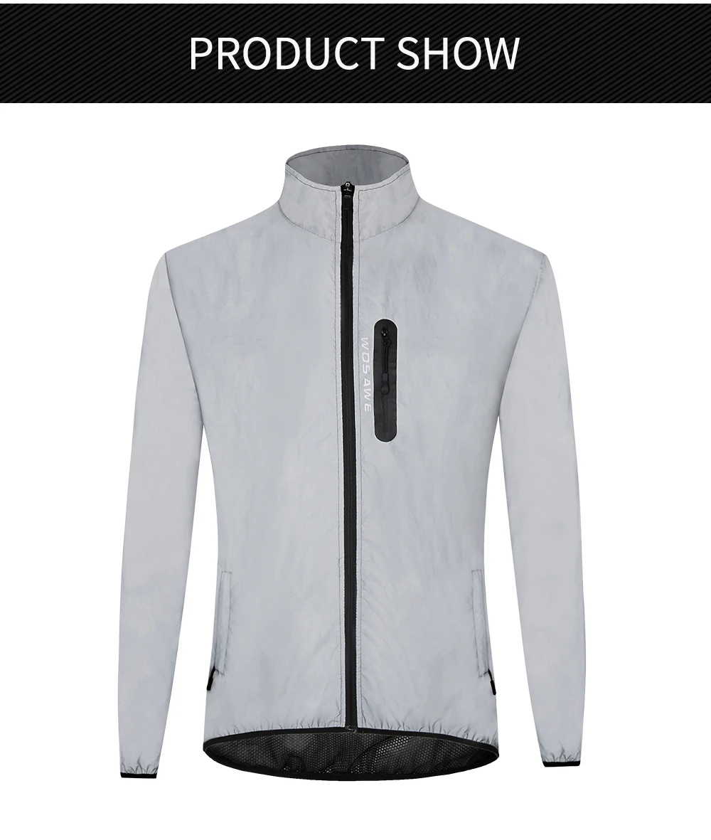 WOSAWE Vollreflektierende Fahrradjacke Winter Herbst Fahrrad Windjacke Fahrrad Weiche winddichte wasserdichte Laufjacke Herrenmantel – Detail 3