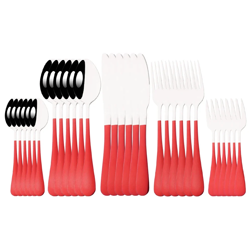 30Pcs Red Silver