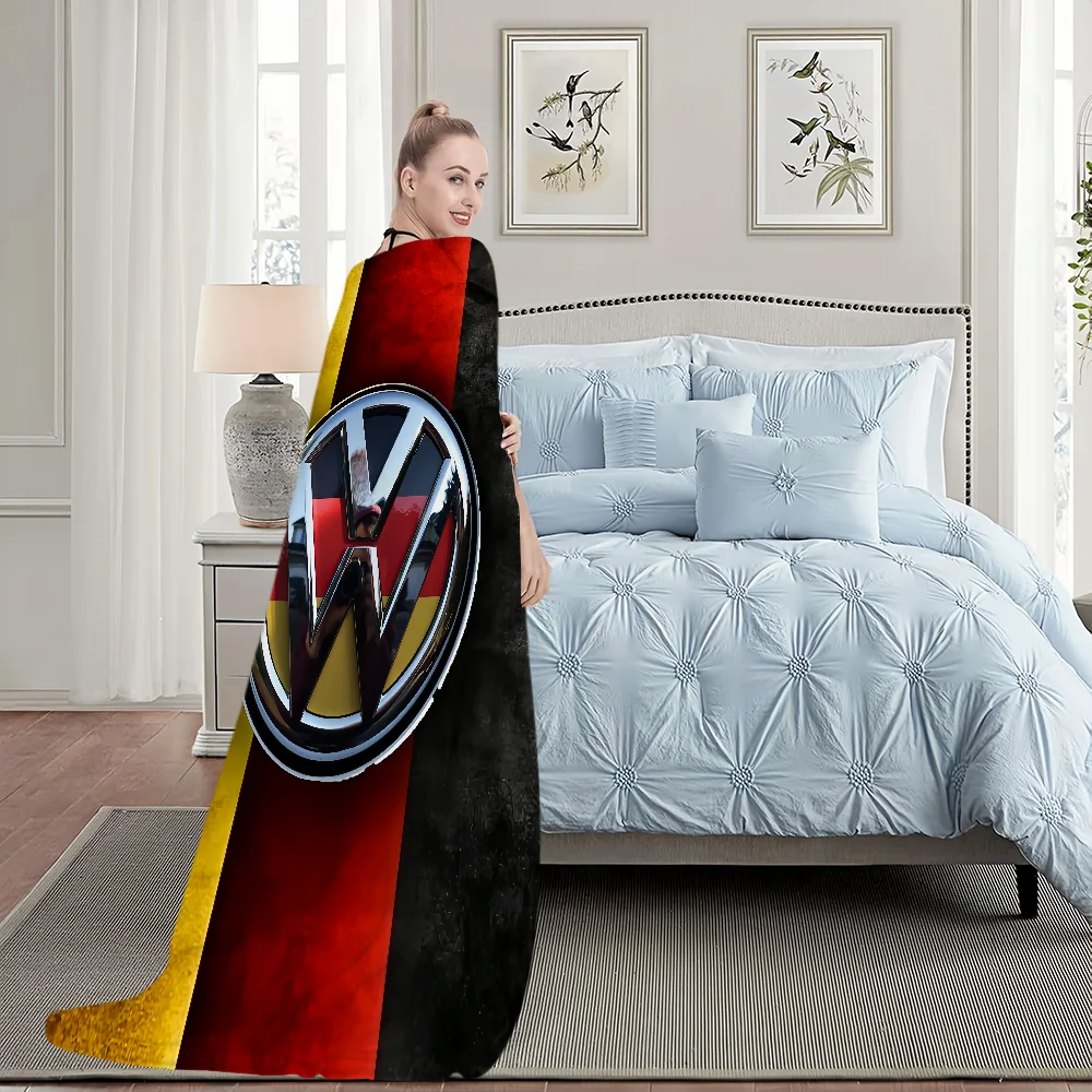 Warm Soft Plush Nap Blankets Sofa V-V-VW-Car for Living Room Luxury Office Bedroom Home Travel Kid Fashion Birthday Gift Flannel 4