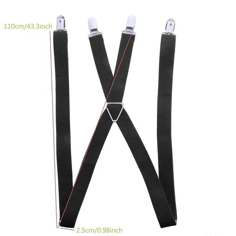Kreative verstellbare Hosenträger für Männer und Frauen, X-Rücken, elastische Hosenträger, 2, 5 cm Breite, 4 Clip-Design, modisches Accessoire – Detail 2