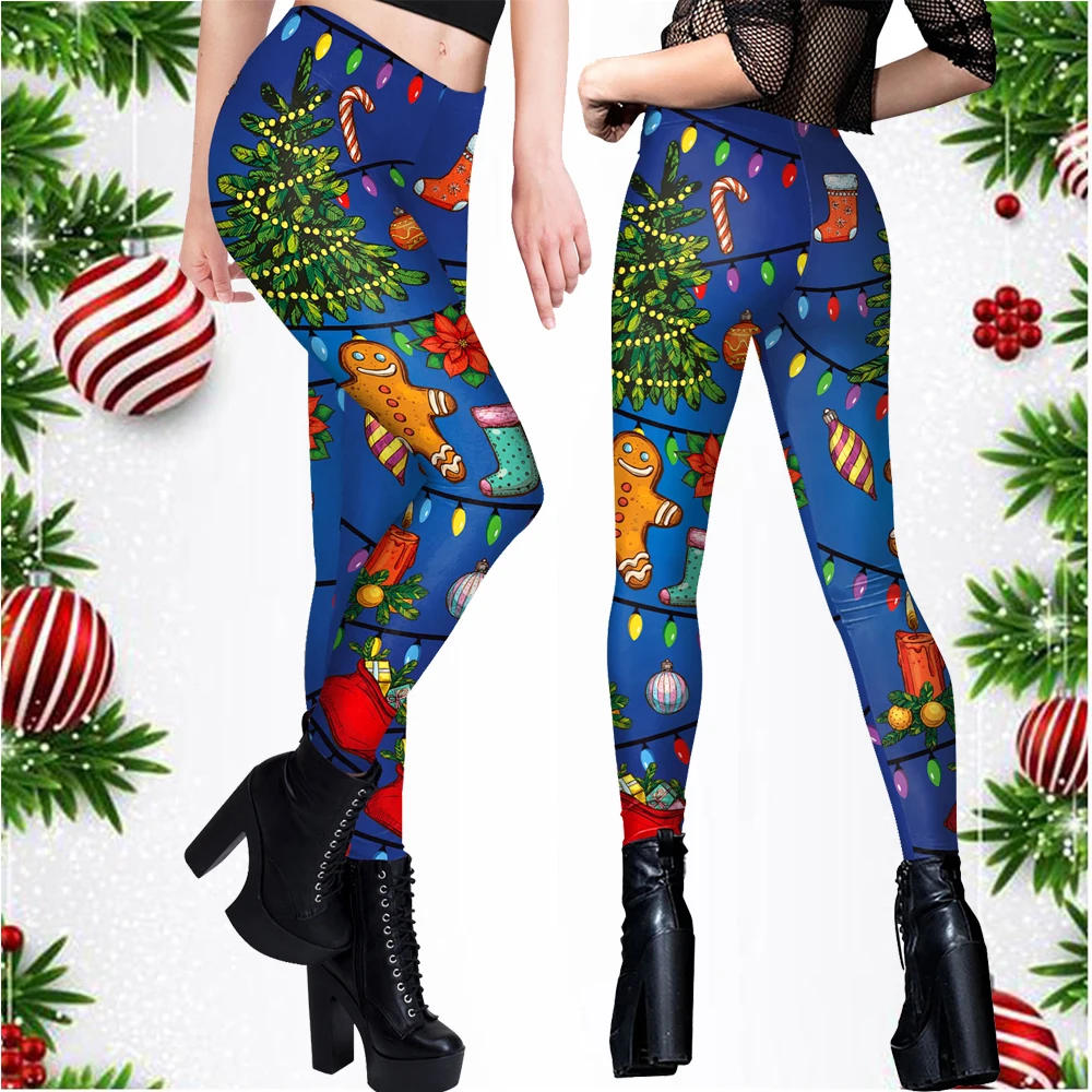 

Zawaland Christmas Tree 3D Print Women Leggings Party Sexy Tights Belt Mid Waist Snowflakes Slim Fit Trousers Girls Pants Bottom