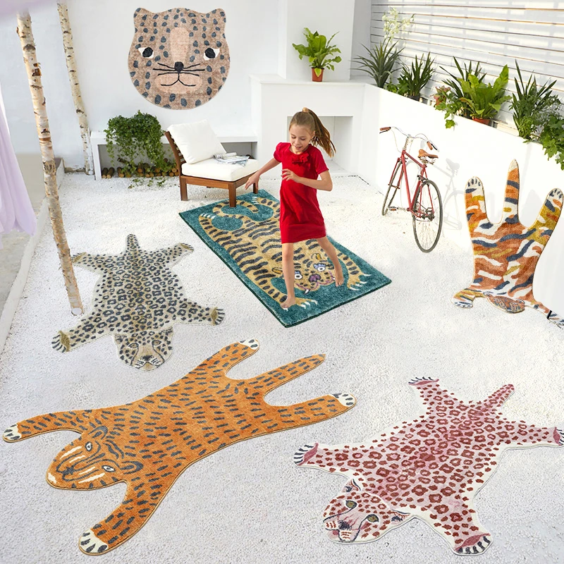 Leopard Shaped Children's Bedroom Carpets Home Decor Light Luxury ...