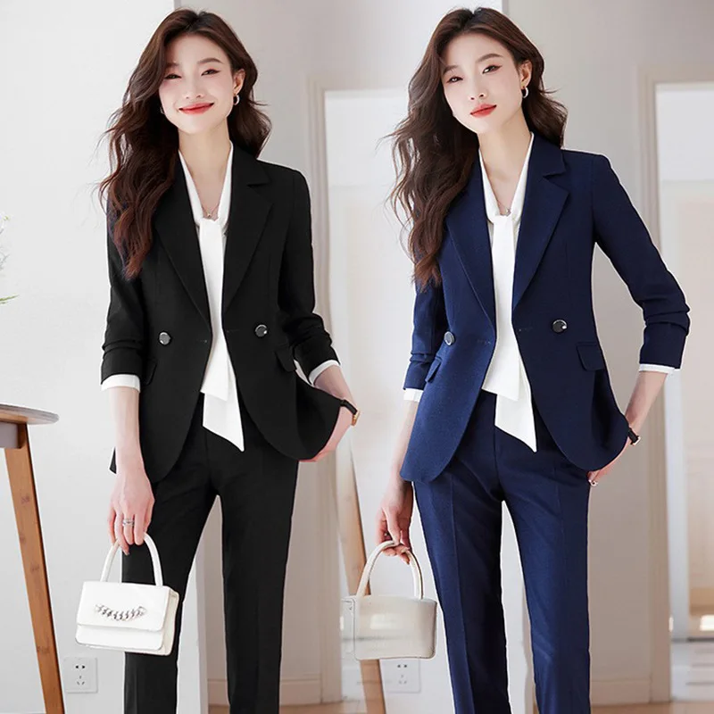 

2023 Spring and Autumn Women's Long Sleeve Business Wear Suit Jacket Suit Pants Formal Wear Graceful Fashionable Set Overalls