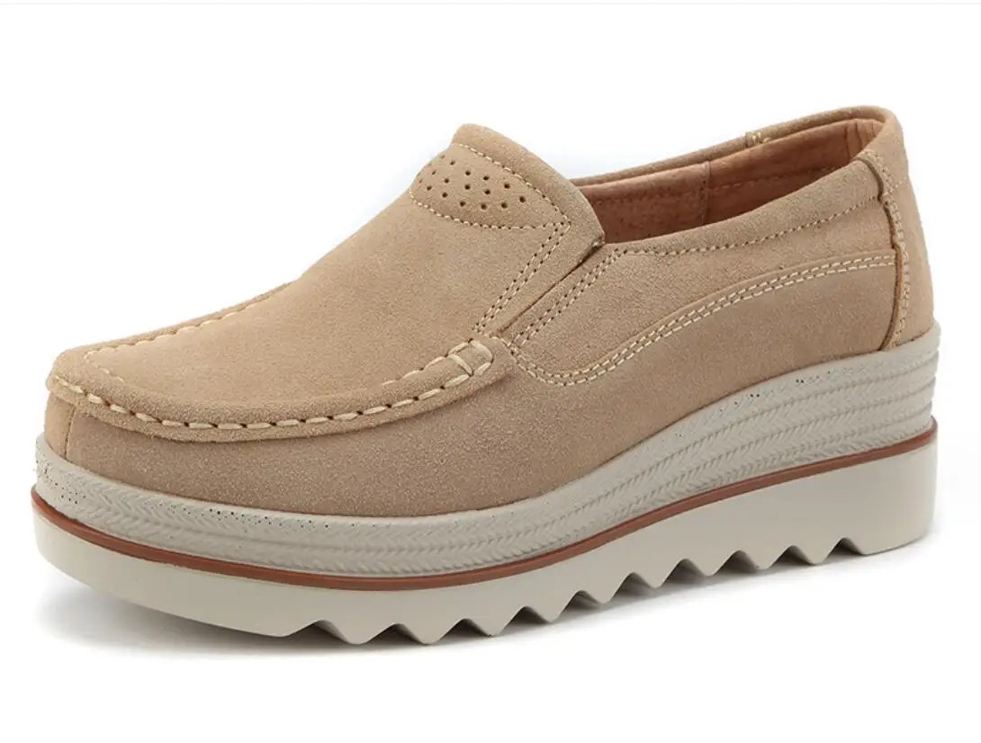 New Spring Autumn Women Flats Shoes Platform Loafers Ladies Suedes Leather Comfort Wedge Fashion Orthopedic Slip On Casual Shoes