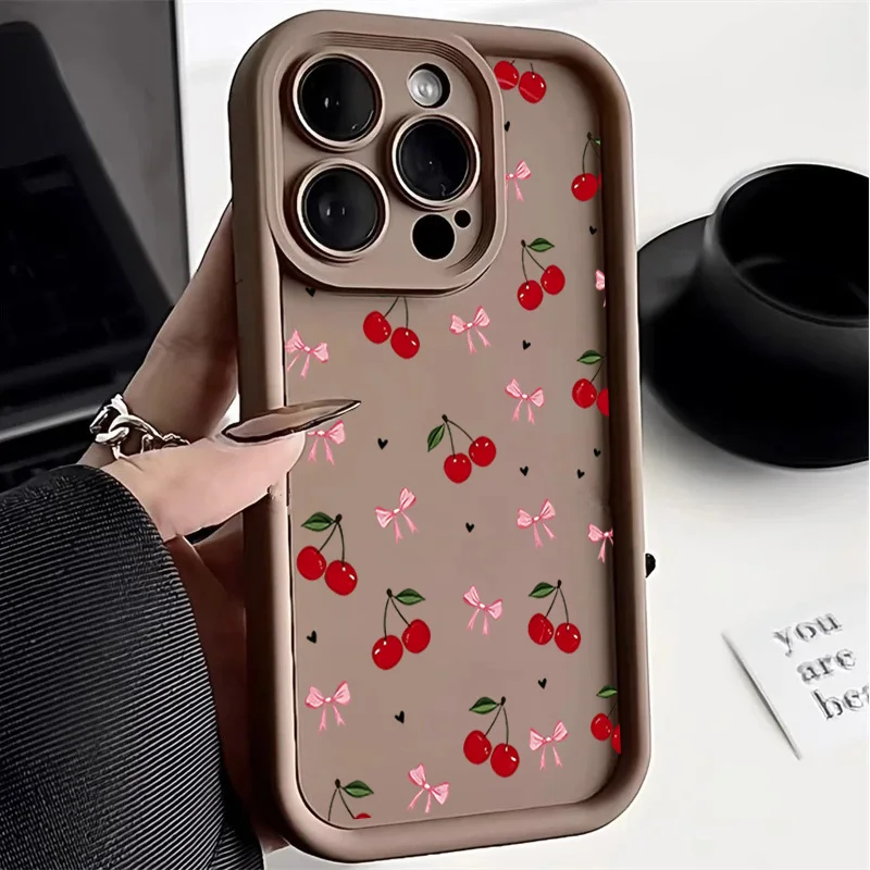 Red Strawberry Cherry Fruit Bow Phone Case