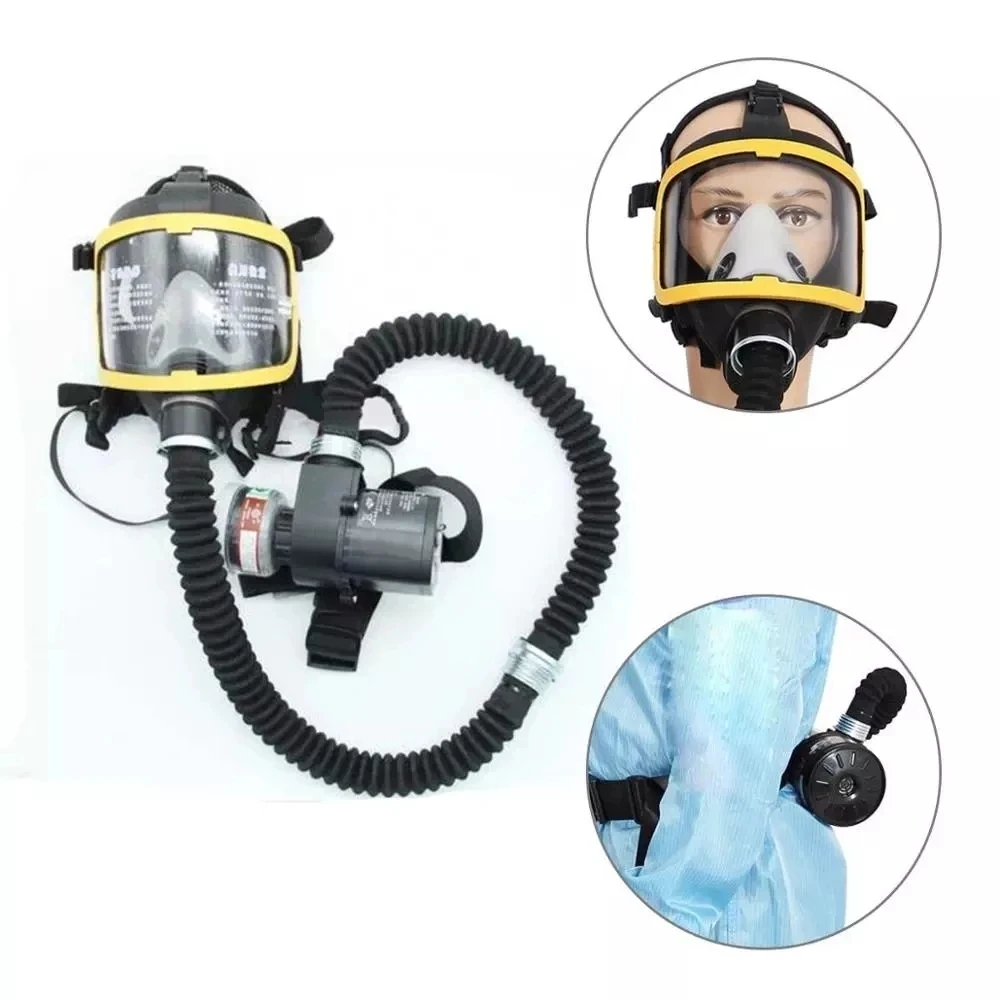 Chemisch Industrieel Schilderij Sproeien Luchttoevoer Respirator Elektrische Constante Stroom Geleverd Volledig Gezichtsgasmasker Draagbare Ventilator