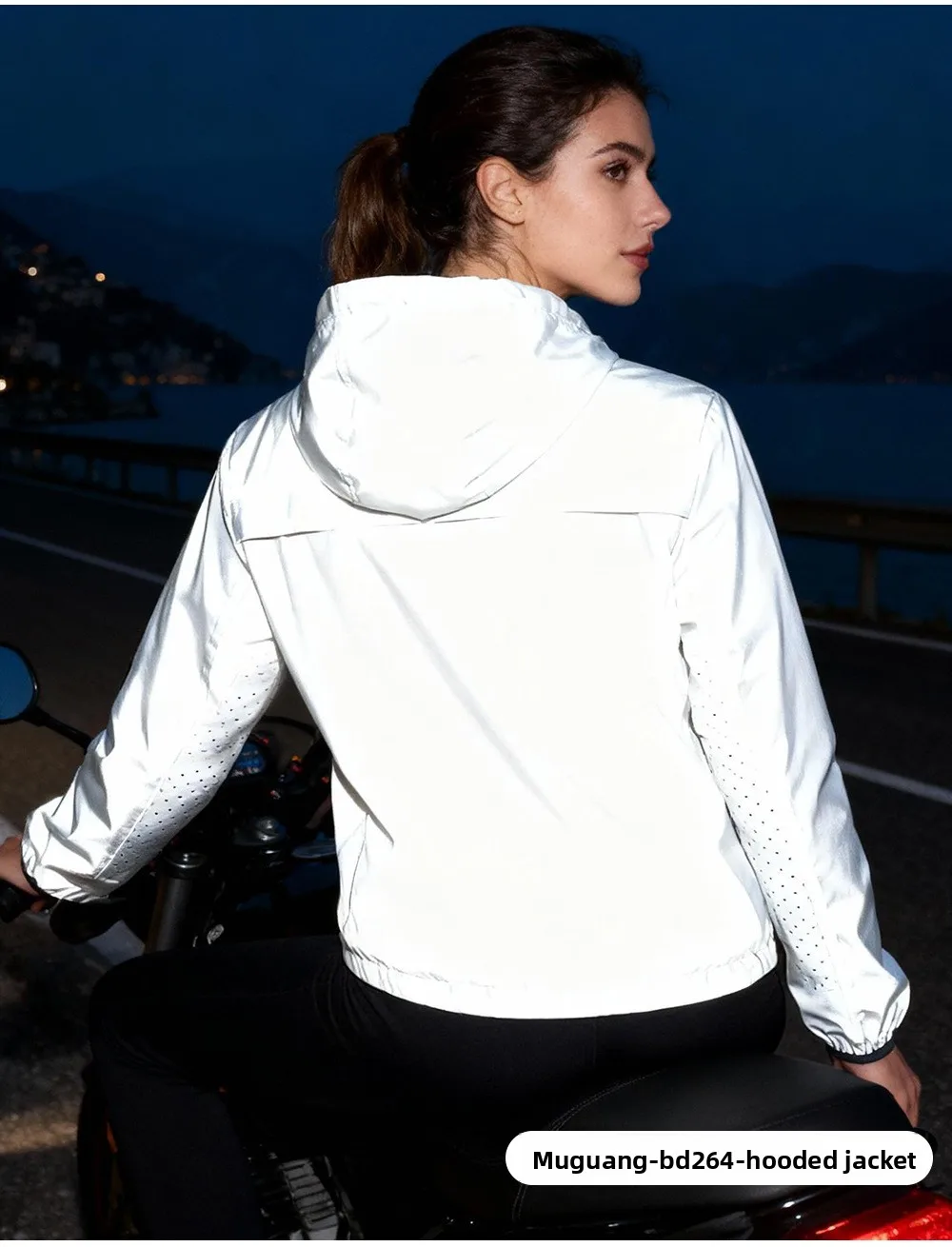 WOSAWE دراجة نارية سترة عاكسة كاملة الرجال النساء ليلة لامعة سترة واقية الشارع ركوب الهيب هوب فضفاض مقنعين معاطف مع جيوب