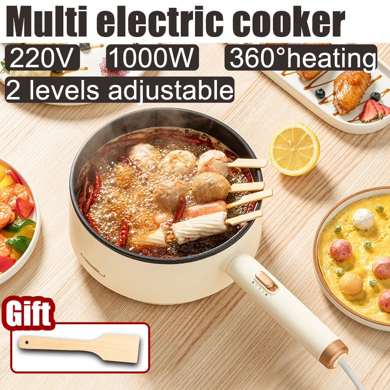 Multifuncional Integrado Cozinhar Pequeno Antiaderente Panela de Cozinha Elétrica Frigideira Elétrica Eletrodomésticos Cozinhar