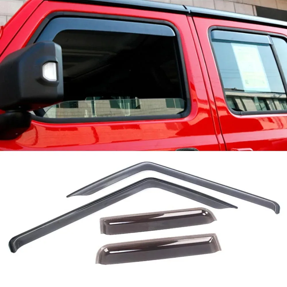 

One Set Window Vent Visor Deflectors Rain Guards For Jeep Wrangler JK JL 2007-2022 Unlimited 4 Door & For Gladiator JT 2020 2021