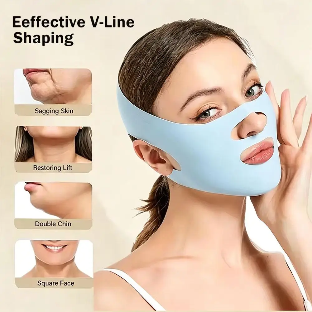 Maschera per il Viso Modellante e Rassodante, Traspirante ed Elastica, a Forma di V, per Uso Durante il Sonno e il Relax
