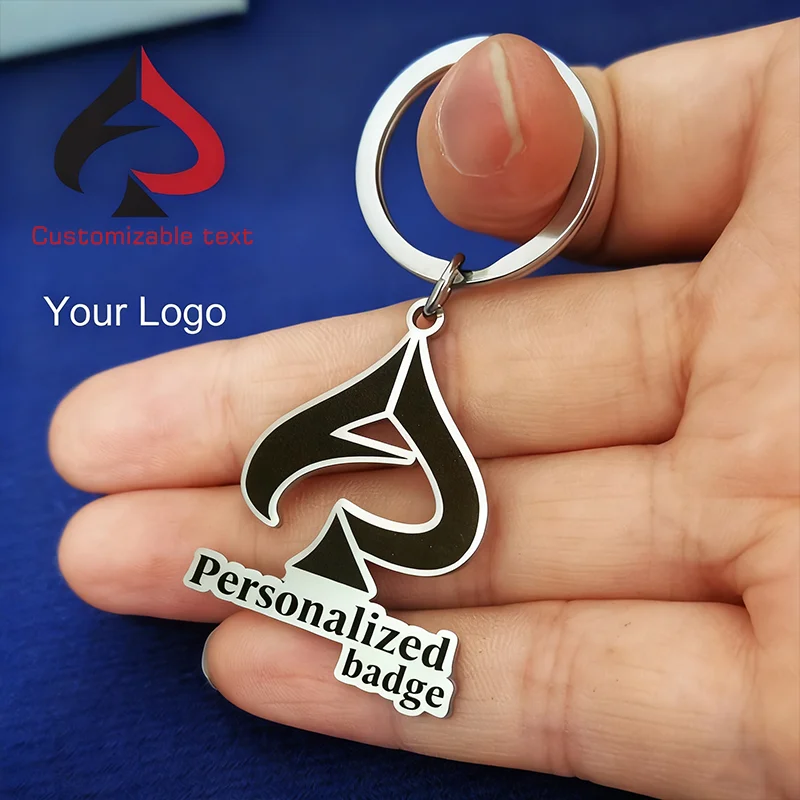 Portachiavi Personalizzato con Distintivo, Logo Intagliato in Acciaio Inossidabile, Design alla Moda, Portachiavi Commemorativo in Stile Minimalista di Lusso Leggero