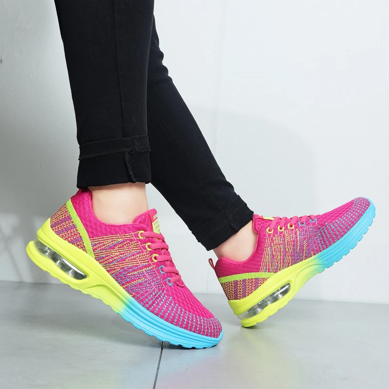 Women Sneakers Sports Tennis Shoes Cushion Running Shoes Lace Up Breathable Leisure Outdoor