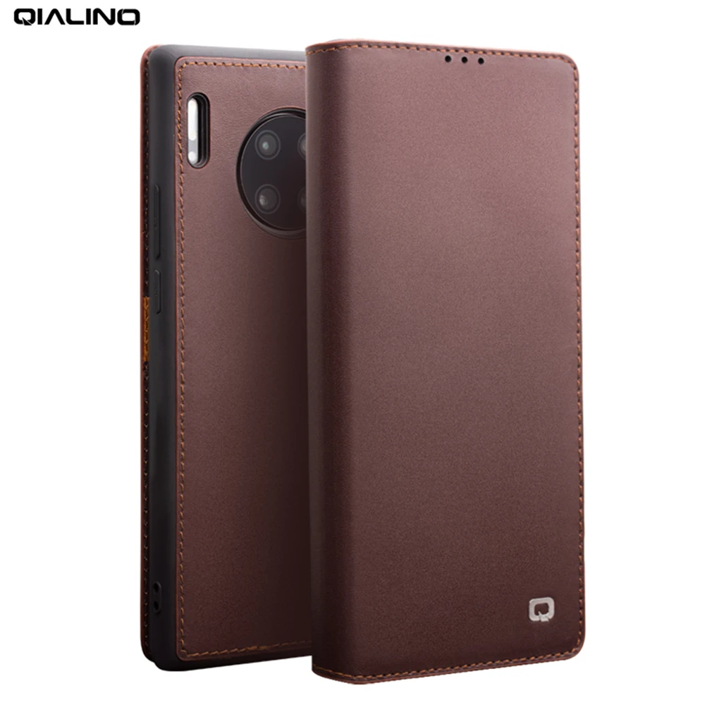 

Qialino Stylish Genuine Leather Flip Cases For Huawei Mate 30 Pro Business Style Phone Cover With Card Slots For Mate30 Pro Case